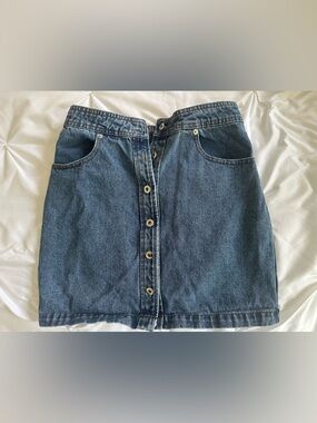 Honey Punch Blue Button-Front Denim Skirt